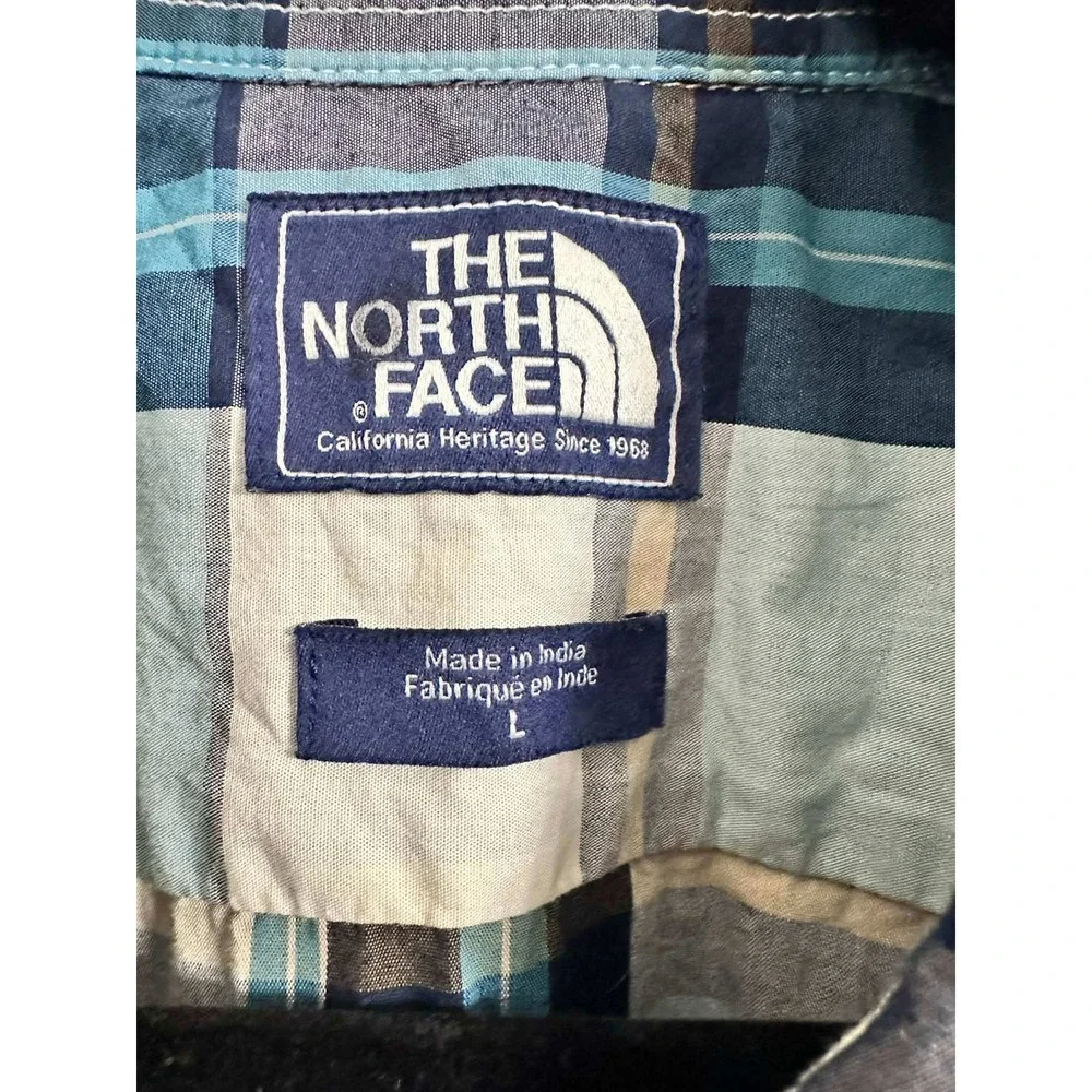 Western Snap Button Plaid Shirt The North Face Blue Mens‎ Medium